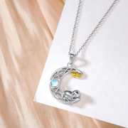 Sterling Silver Moon Sloth Pendant Necklace