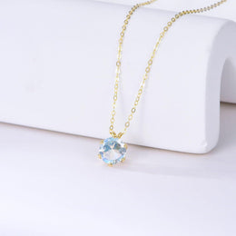 14K Gold & 1ct Lab Emerald Round Birthstone Pendant Necklace