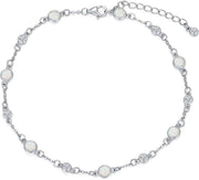 Sterling Silver Turquoise Beaded Chain Anklet Bracelet