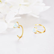 14K Gold Blue Opal Earrings