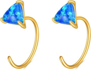 Gold 14K Gold Blue Opal Triangle Stud Earrings