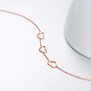 14K Gold Fine Love Heart Charm Bracelet for Women 6-7-8 s