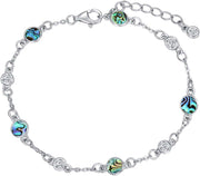 Sterling Silver Turquoise Beaded Chain Anklet Bracelet