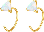 14K Gold Blue Opal Earrings