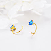 Gold 14K Gold Blue Opal Triangle Stud Earrings