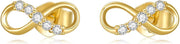 14k Gold Infinity Stud Earrings with Moissanite for Women