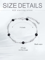 Sterling Silver Turquoise Beaded Chain Anklet Bracelet