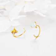 14K Gold Blue Opal Earrings