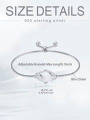 Sterling Silver Abalone Shell Square Charm Adjustable Bolo Bracelet