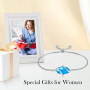 Sterling Silver Abalone Shell Square Charm Adjustable Bolo Bracelet