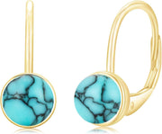 14K Gold & Turquoise Dangling Earrings, Minimalist Elegant Gift for Women