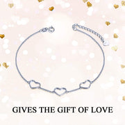 14K Gold Fine Love Heart Charm Bracelet for Women 6-7-8 s