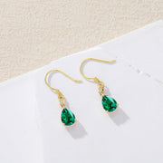 14K Gold 3CT Artificial Birthstone Pear Dangle Earrings