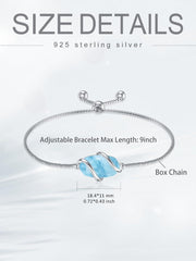 Sterling Silver Abalone Shell Square Charm Adjustable Bolo Bracelet