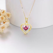 14K Gold & Birthstone Heart Necklace