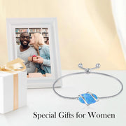 Sterling Silver Abalone Shell Square Charm Adjustable Bolo Bracelet