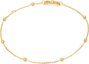 18K Gold Bead Thin Chain Bracelet