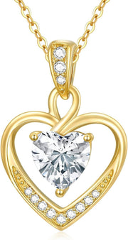 14K Gold & Birthstone Heart Necklace