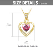 14K Gold & Birthstone Heart Necklace