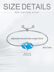 Sterling Silver Abalone Shell Square Charm Adjustable Bolo Bracelet