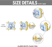 14K Gold 2.5ct Birthstone Stud Earrings