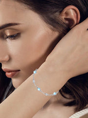 Sterling Silver Turquoise Beaded Chain Anklet Bracelet