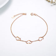 14K Gold Fine Love Heart Charm Bracelet