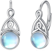 Sterling Silver Round Blue Moonstone Earrings