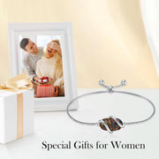 Sterling Silver Abalone Shell Square Charm Adjustable Bolo Bracelet