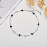 Sterling Silver Turquoise Beaded Chain Anklet Bracelet