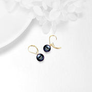 14K Gold Freshwater Pearl Dangle Leverback Earrings
