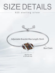 Sterling Silver Abalone Shell Square Charm Adjustable Bolo Bracelet