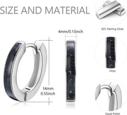 Sterling Silver Simulated Opal Hoop Earrings