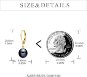 14K Gold Freshwater Pearl Dangle Leverback Earrings