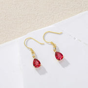 14K Gold 3CT Artificial Gemstone Pear-Cut Birthstone Dangle Earrings