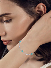 Sterling Silver Turquoise Beaded Chain Anklet Bracelet