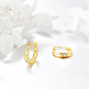 Sterling Silver & Gold Small Huggie Filigree Hoop Earrings