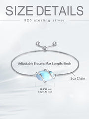 Sterling Silver Abalone Shell Square Charm Adjustable Bolo Bracelet