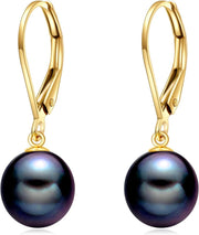 14K Gold Freshwater Pearl Dangle Leverback Earrings