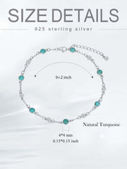 Sterling Silver Turquoise Beaded Chain Anklet Bracelet