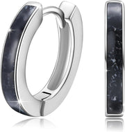 Sterling Silver Simulated Opal Hoop Earrings