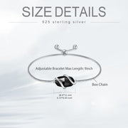 Sterling Silver Abalone Shell Square Charm Adjustable Bolo Bracelet