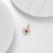 14K Gold & Birthstone Heart Necklace
