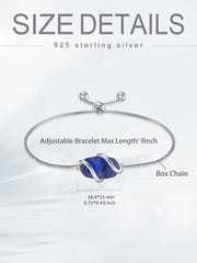 Sterling Silver Abalone Shell Square Charm Adjustable Bolo Bracelet