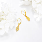 14K Gold Filigree Moissanite Leverback Dangle Earrings