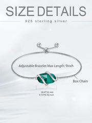 Sterling Silver Abalone Shell Square Charm Adjustable Bolo Bracelet