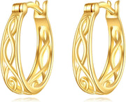 Sterling Silver & Gold Small Huggie Filigree Hoop Earrings