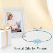 Sterling Silver Abalone Shell Square Charm Adjustable Bolo Bracelet