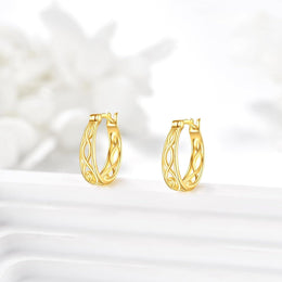 Sterling Silver & Gold Small Huggie Filigree Hoop Earrings