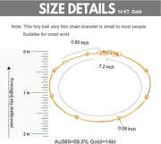 18K Gold Bead Thin Chain Bracelet